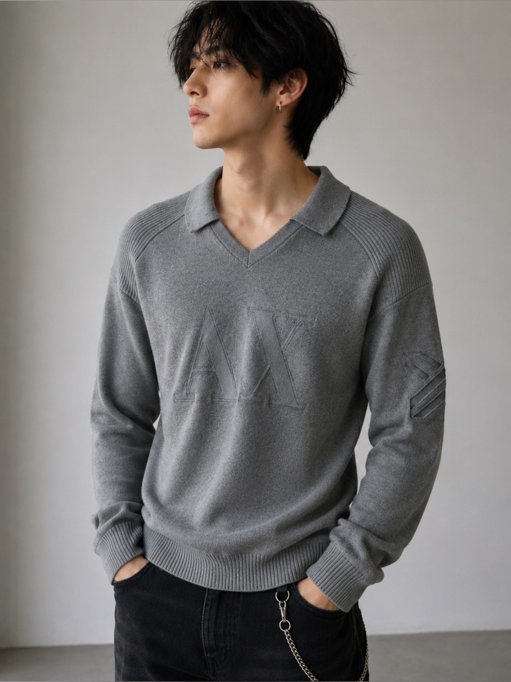 Armani exchange men’s collared sweater XL
